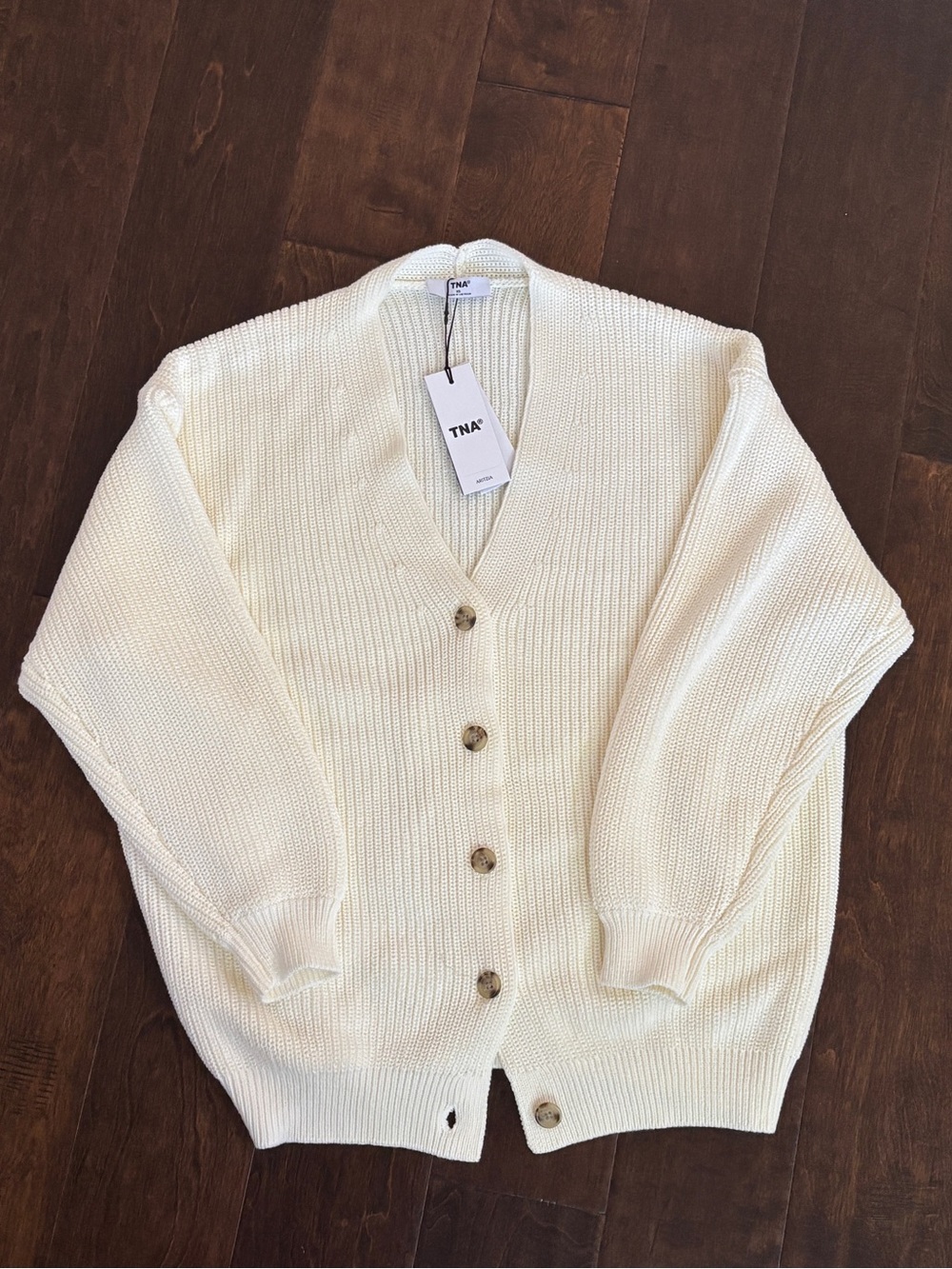Aritzia Cream Button-Up Knit Cardigan